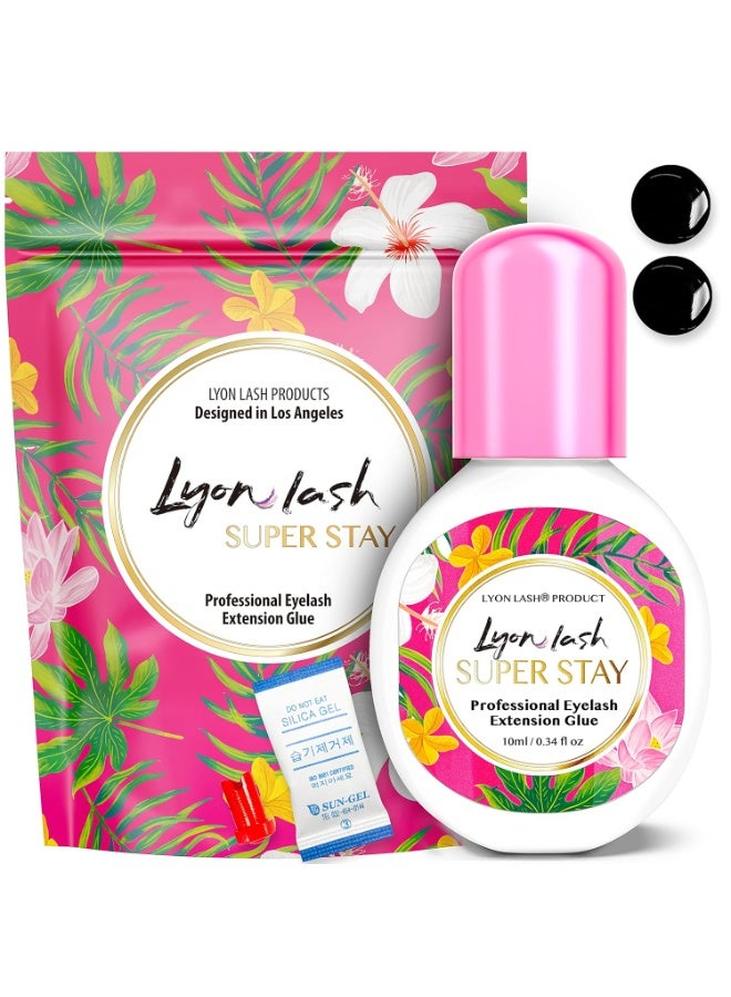 Lyon lash غراء تمديد الرموش ليون لاش سوبر ستاي 10 مل | وقت جفاف 0.5 ثانية | احتفاظ يصل إلى 8 أسابيع | لوازم لاصقة سوداء للاستخدام المهني - Image 1